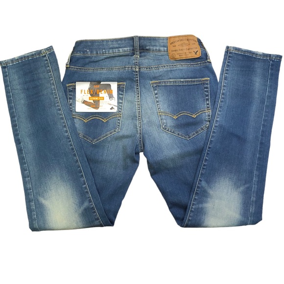 AMERICAN EAGLE OUTFITTERS Extreme Flex Blue Denim Skinny Jeans Size 26 - Picture 2 of 8